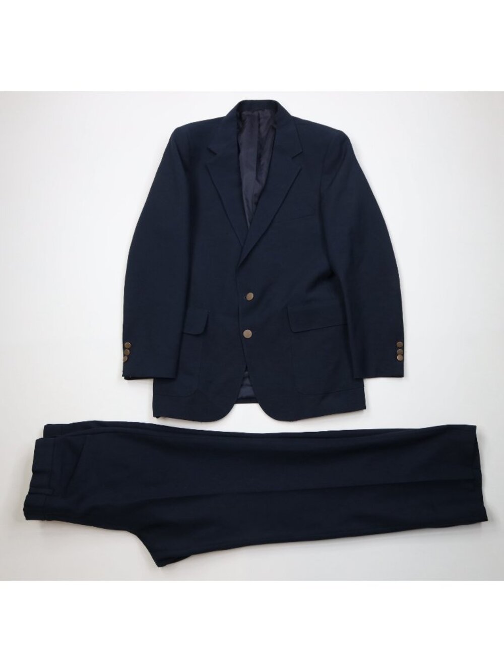 Vtg 70s Levis Mens 42R 2 Piece Knit Suit Wedding Navy Blue Wide Leg 32x30 USA